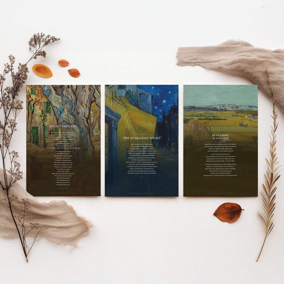 Gerard Manley Hopkins Poems Set of Three Art Prints - The Starlight Night, Hurrahing in Harvest, Binsey Poplars - Van Gogh Painting Poster