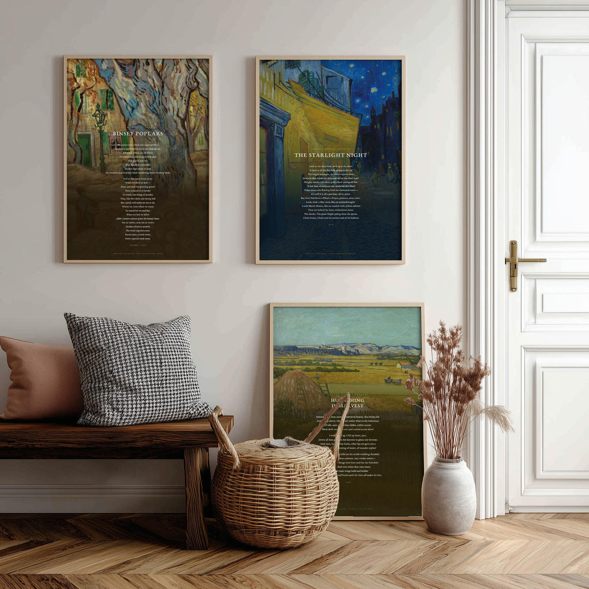 Gerard Manley Hopkins Poems Set of Three Art Prints - The Starlight Night, Hurrahing in Harvest, Binsey Poplars - Van Gogh Painting Poster