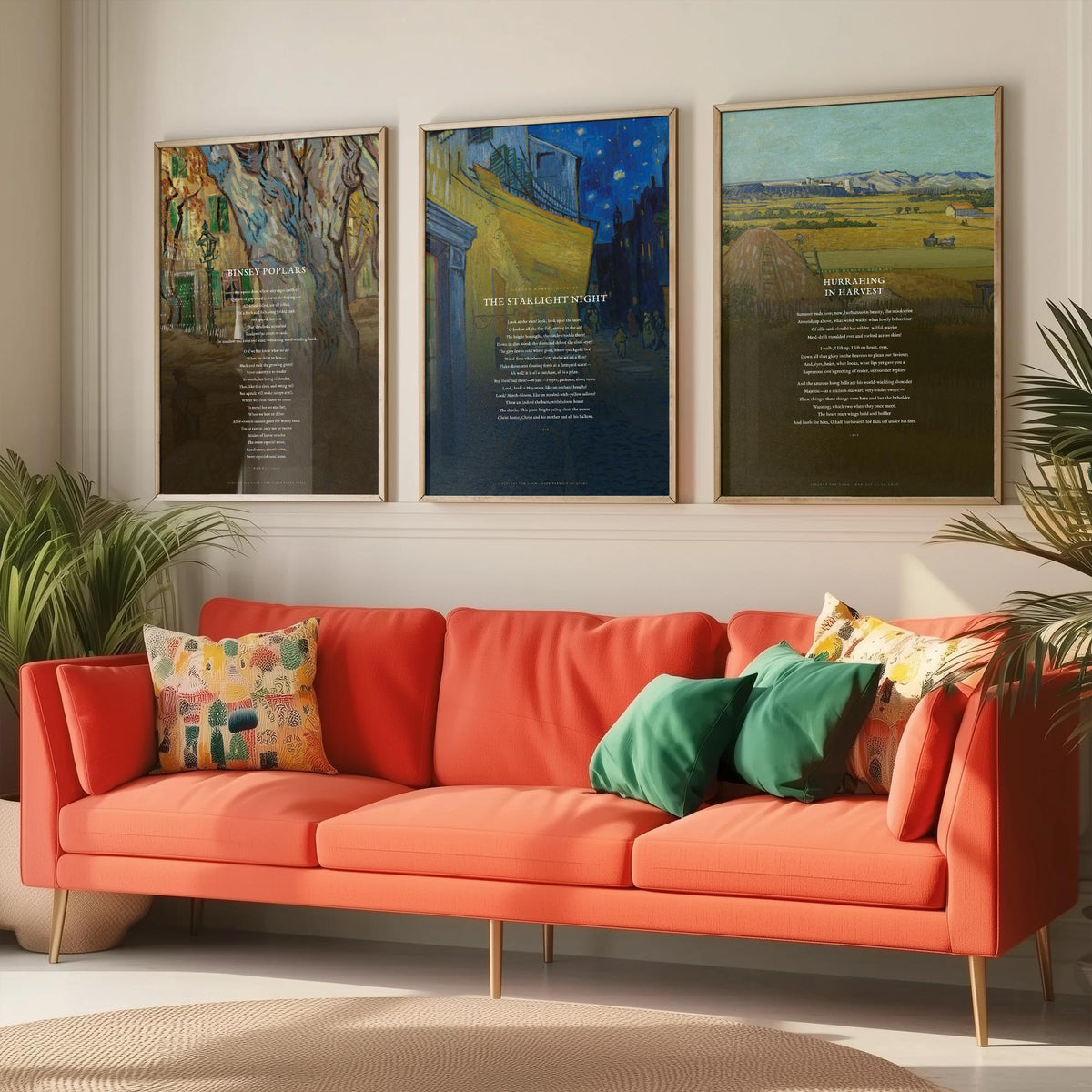 Gerard Manley Hopkins Poems Set of Three Art Prints - The Starlight Night, Hurrahing in Harvest, Binsey Poplars - Van Gogh Painting Poster