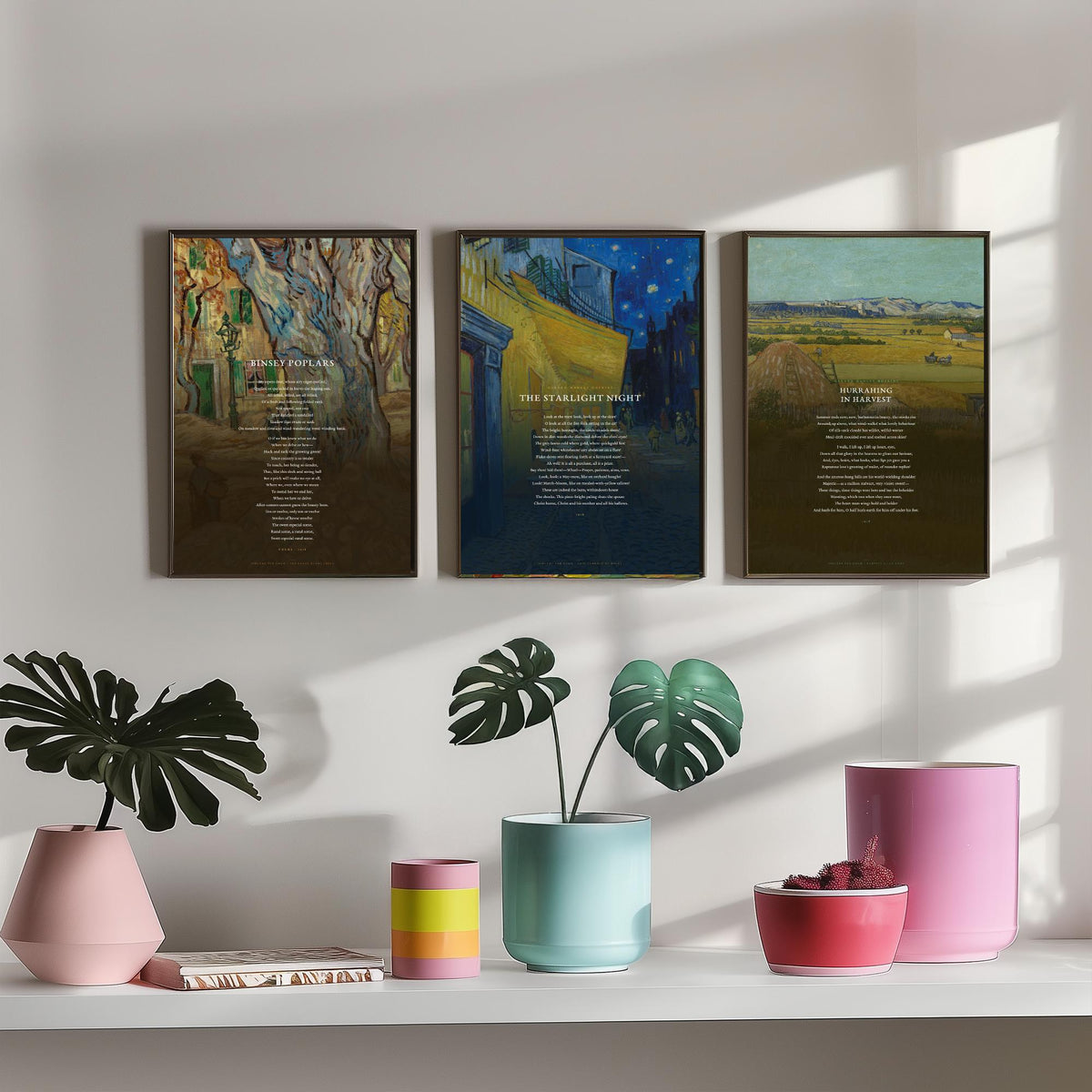 Gerard Manley Hopkins Poems Set of Three Art Prints - The Starlight Night, Hurrahing in Harvest, Binsey Poplars - Van Gogh Painting Poster