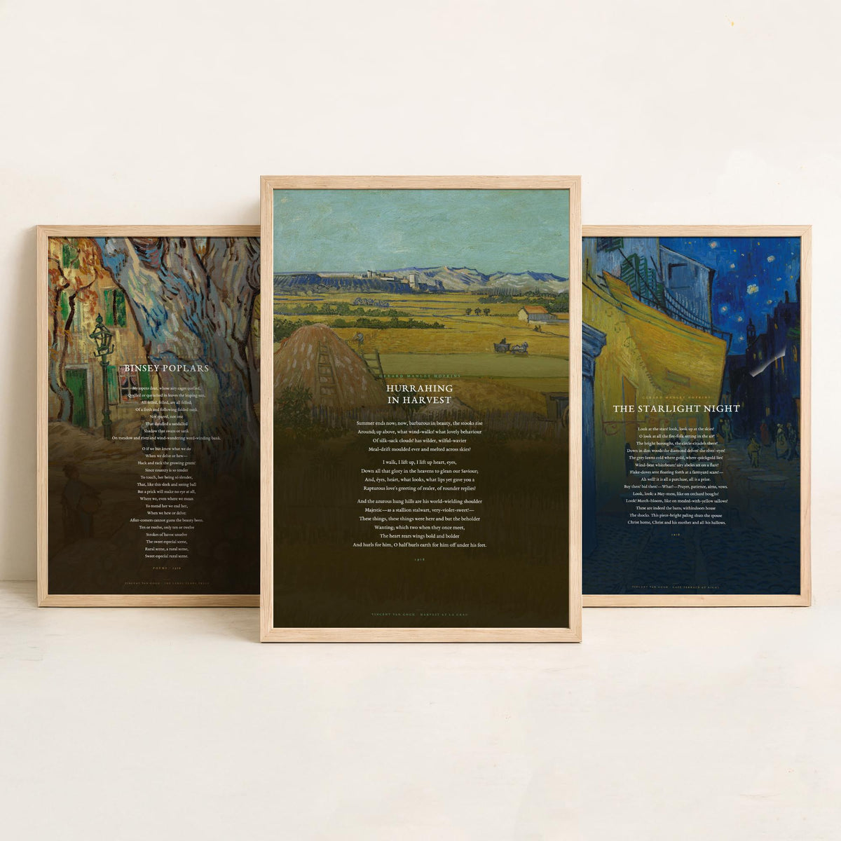 Gerard Manley Hopkins Poems Set of Three Art Prints - The Starlight Night, Hurrahing in Harvest, Binsey Poplars - Van Gogh Painting Poster