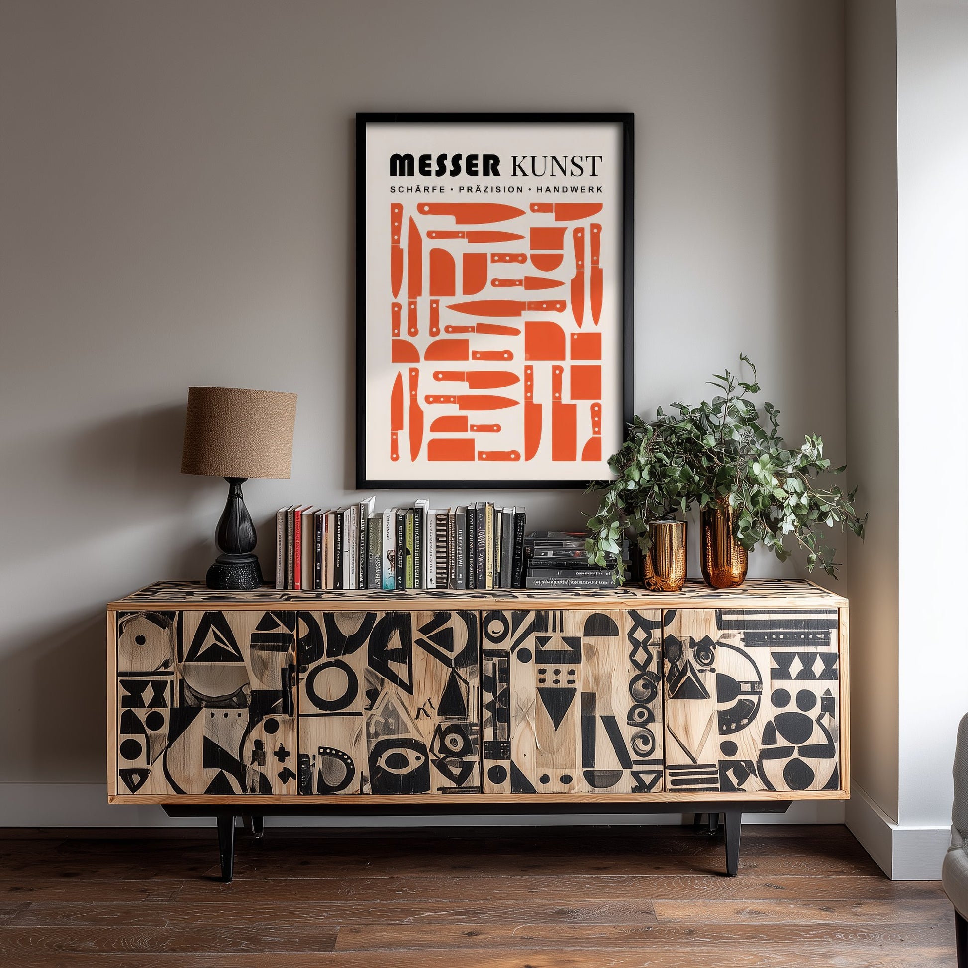 Messer Kunst Knife Art Print - Modernist Kitchen Poster - Mid Century Illustration - Chef Kitchen Wall Art 2/3