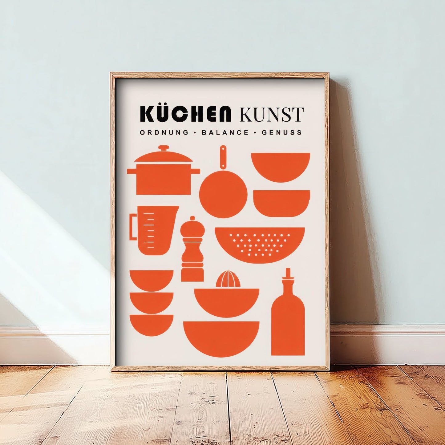 Kuchen Kunst Kitchen Art Print - Modernist Utensils Poster - Mid Century Illustration - German Kitchen Wall Art 3/3