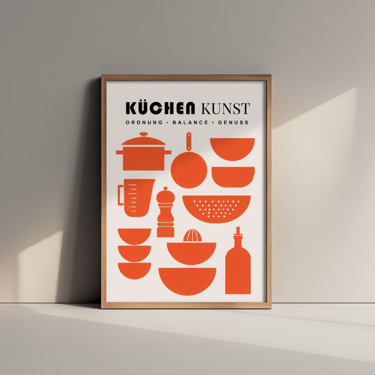 Kuchen Kunst Kitchen Art Print - Modernist Utensils Poster - Mid Century Illustration - German Kitchen Wall Art 3/3