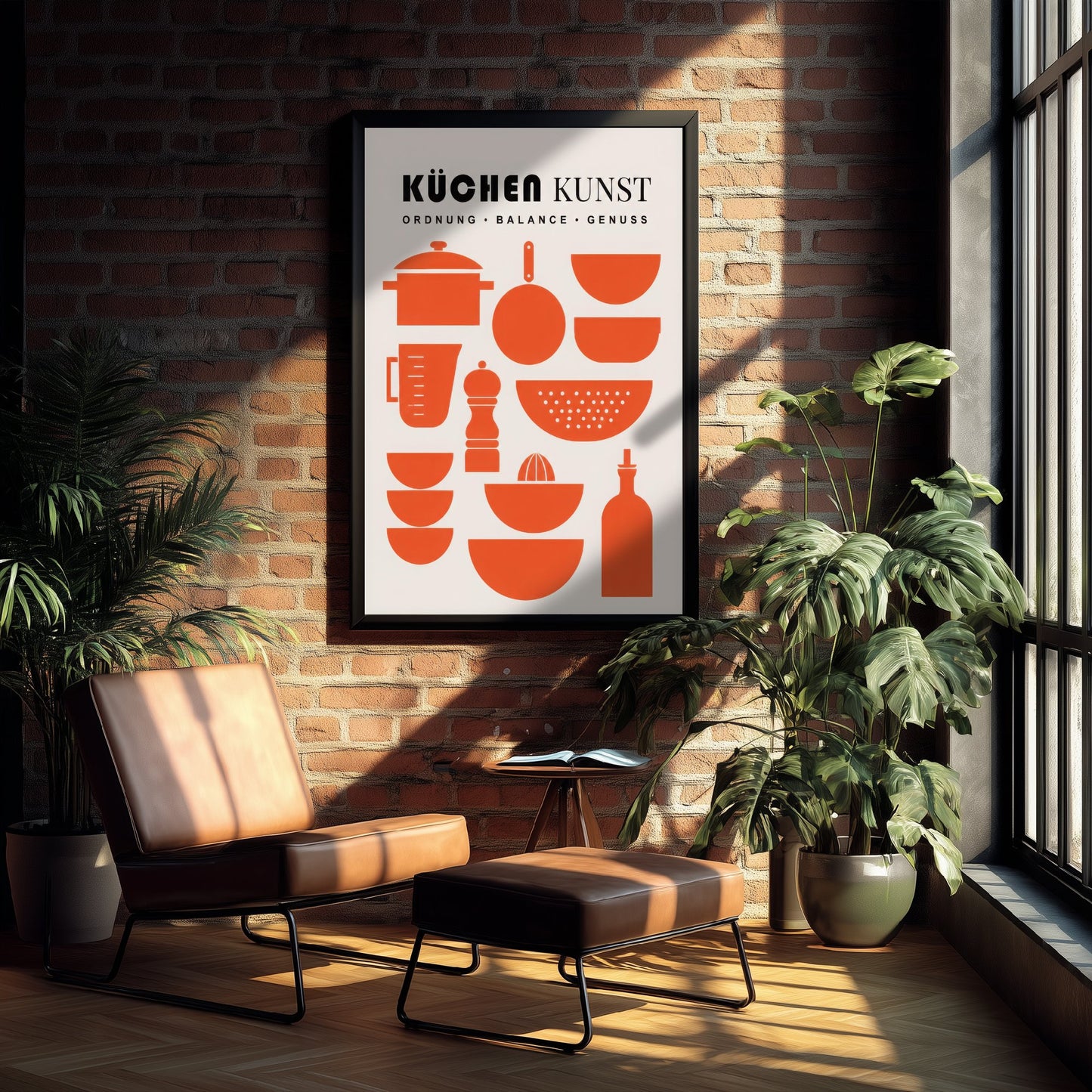 Kuchen Kunst Kitchen Art Print - Modernist Utensils Poster - Mid Century Illustration - German Kitchen Wall Art 3/3