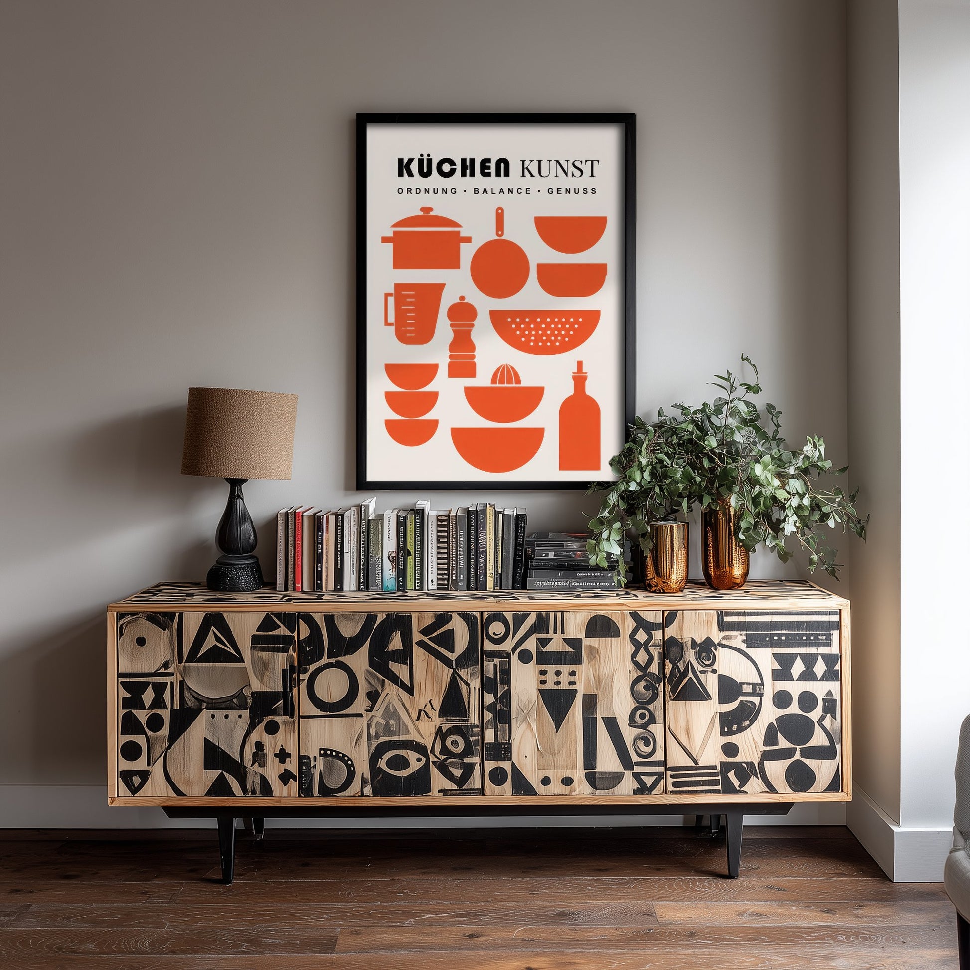 Kuchen Kunst Kitchen Art Print - Modernist Utensils Poster - Mid Century Illustration - German Kitchen Wall Art 3/3