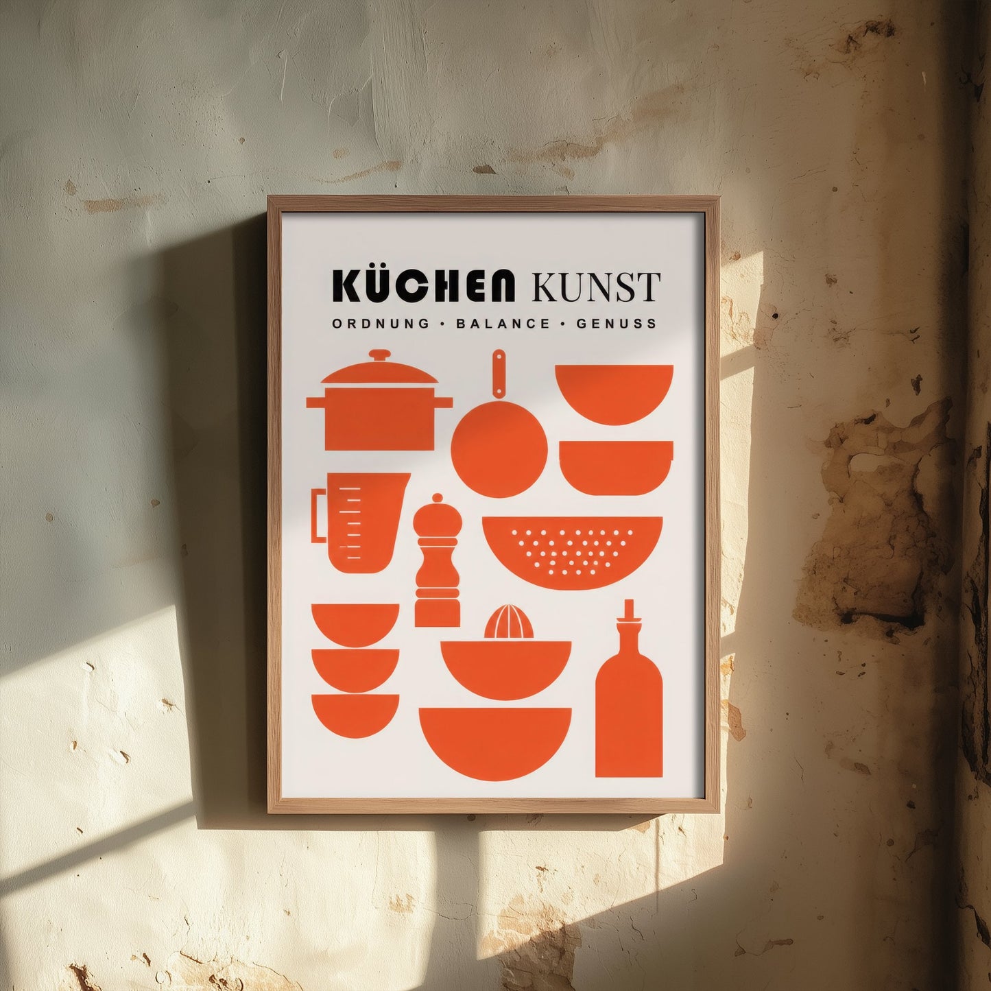 Kuchen Kunst Kitchen Art Print - Modernist Utensils Poster - Mid Century Illustration - German Kitchen Wall Art 3/3