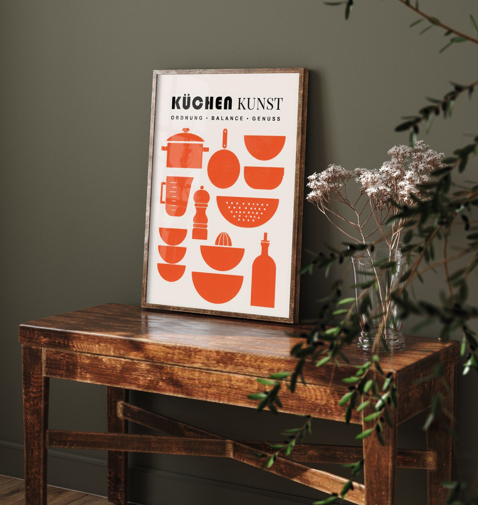 Kuchen Kunst Kitchen Art Print - Modernist Utensils Poster - Mid Century Illustration - German Kitchen Wall Art 3/3