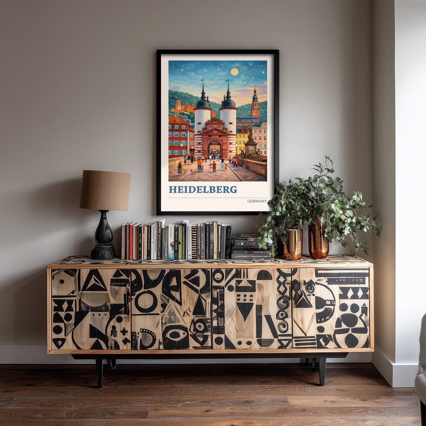 Heidelberg Travel Poster - Germany Art Print - Vibrant City Painting - Old Bridge Starry Night 2/3