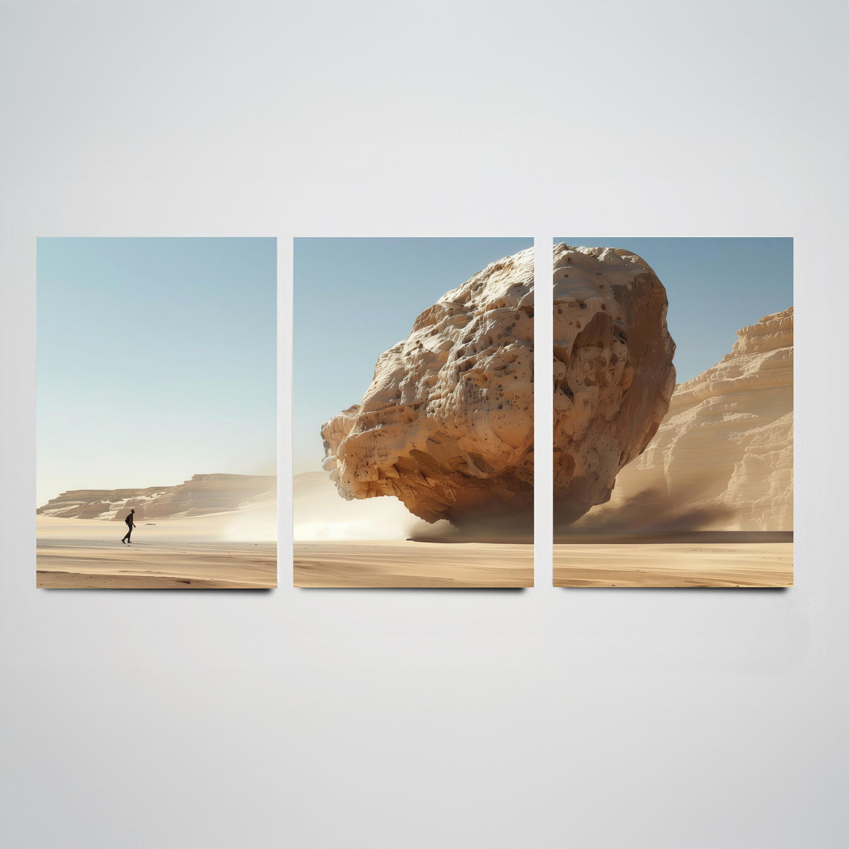 Giant Rock Set of Three Art Prints - 3 Sci Fi Desert Posters - Surreal Landscape Digital Painting Wall Art Gift Cinematic V1