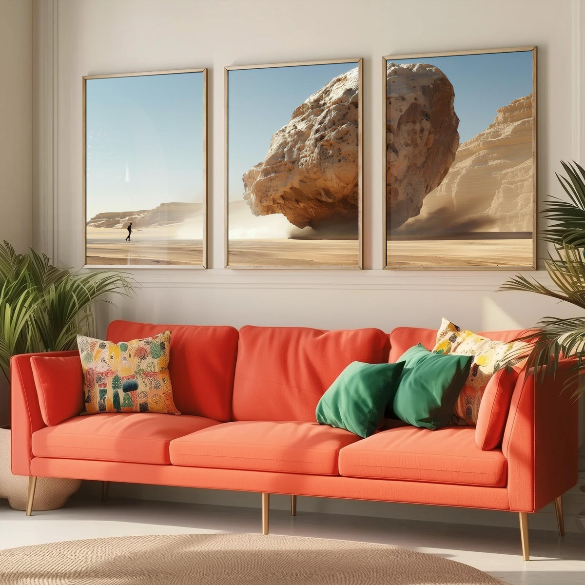 Giant Rock Set of Three Art Prints - 3 Sci Fi Desert Posters - Surreal Landscape Digital Painting Wall Art Gift Cinematic V1