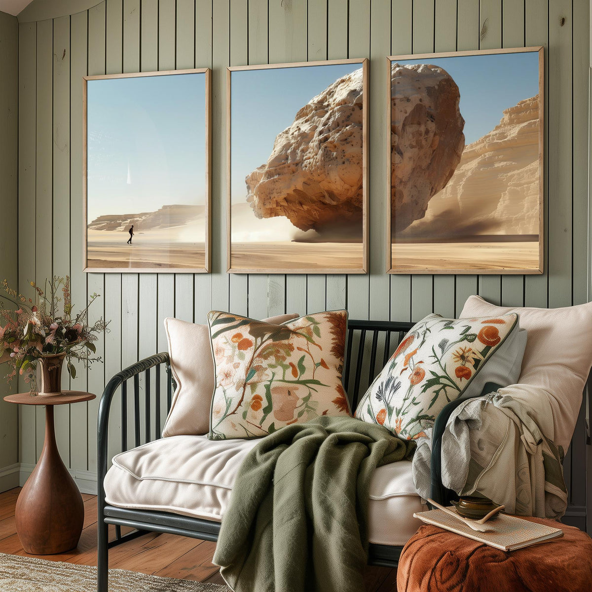 Giant Rock Set of Three Art Prints - 3 Sci Fi Desert Posters - Surreal Landscape Digital Painting Wall Art Gift Cinematic V1
