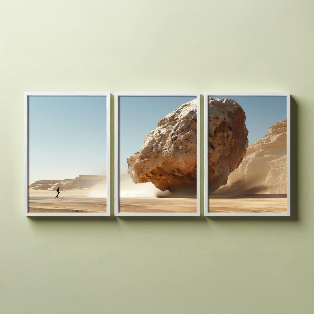 Giant Rock Set of Three Art Prints - 3 Sci Fi Desert Posters - Surreal Landscape Digital Painting Wall Art Gift Cinematic V1