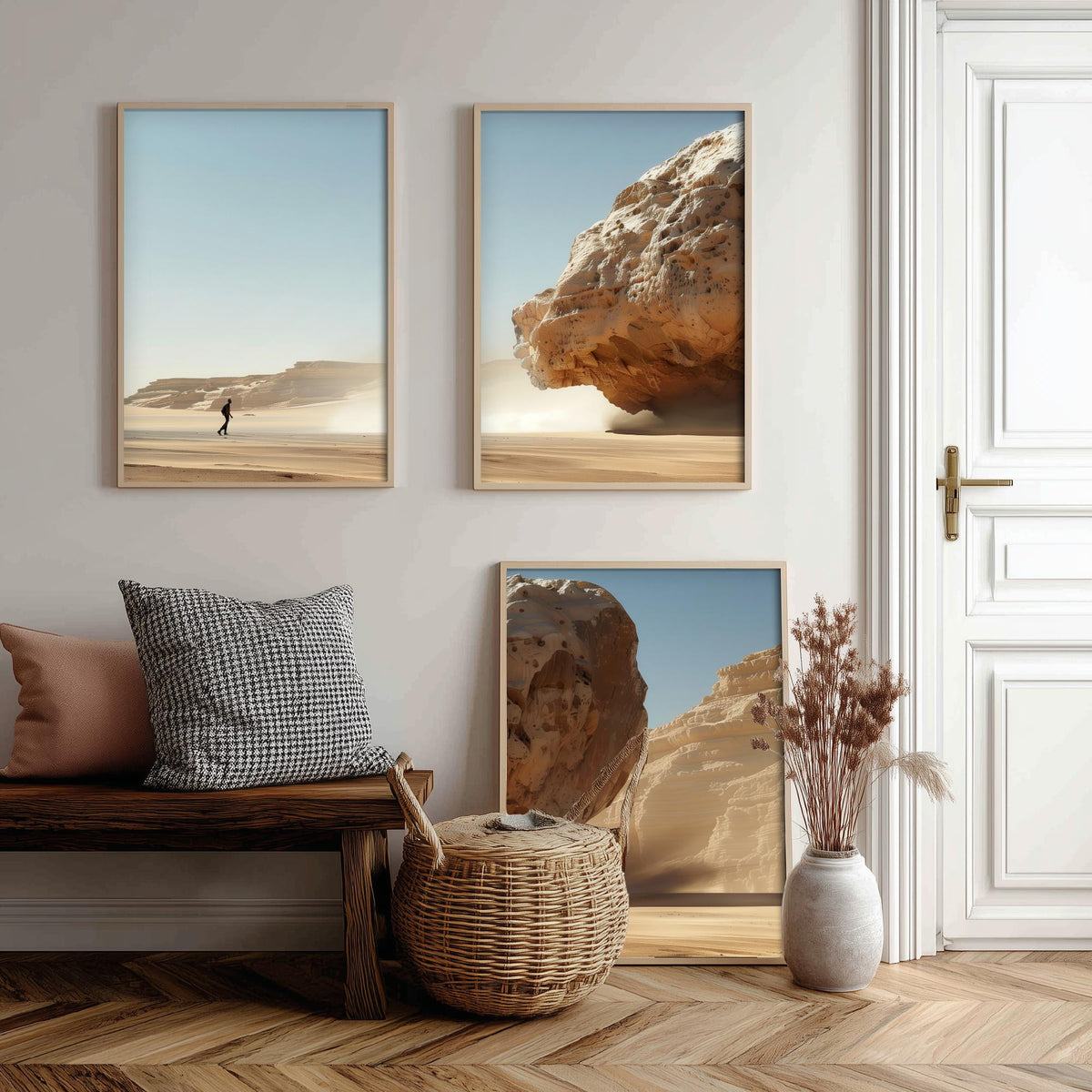 Giant Rock Set of Three Art Prints - 3 Sci Fi Desert Posters - Surreal Landscape Digital Painting Wall Art Gift Cinematic V1