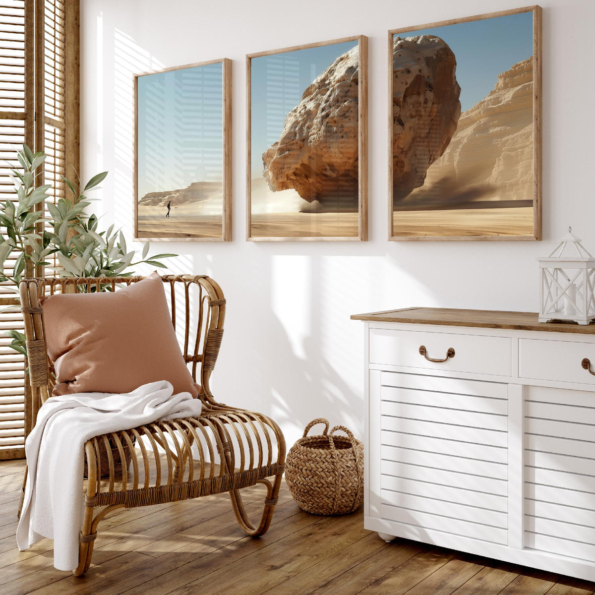 Giant Rock Set of Three Art Prints - 3 Sci Fi Desert Posters - Surreal Landscape Digital Painting Wall Art Gift Cinematic V1