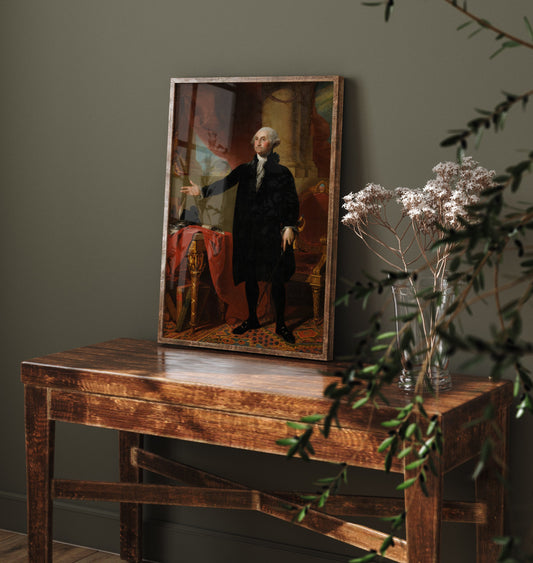 Gilbert Stuart - George Washington (1796) - Classic Painting Art Print - Lansdowne Portrait First President Black Velvet Poster