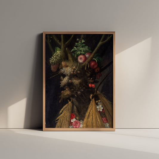 Giuseppe Arcimboldo - Four Seasons in One Head (c. 1590) - Classic Painting Art Print - Fruit Flowers Wheat Tree Portrait Poster