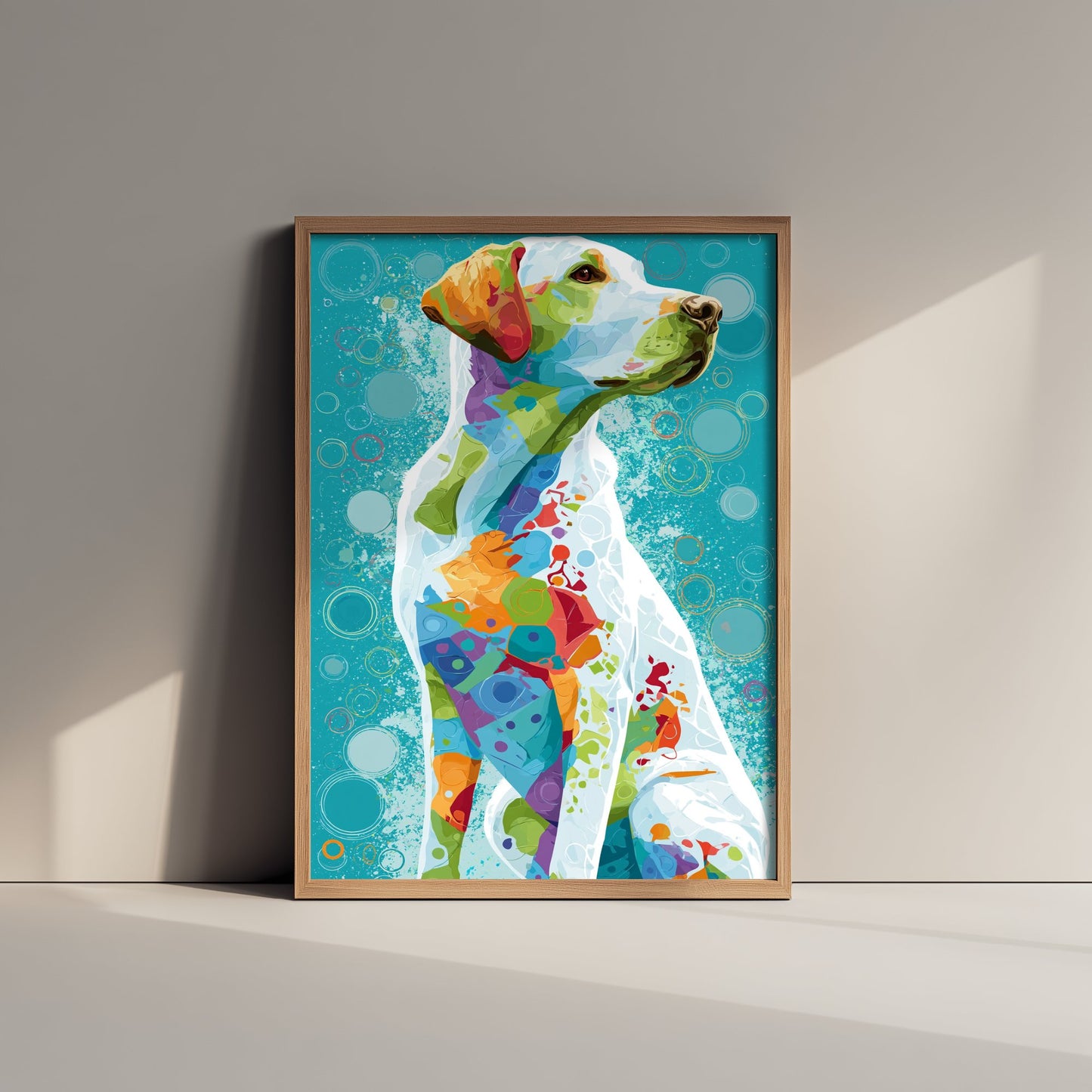 Golden Labrador Art Print - Colourful Dog Poster - Vibrant Mosaic Illustration - Dog Lover Wall Art 1/3