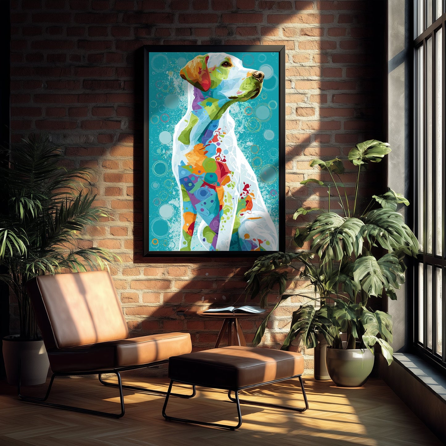 Golden Labrador Art Print - Colourful Dog Poster - Vibrant Mosaic Illustration - Dog Lover Wall Art 1/3