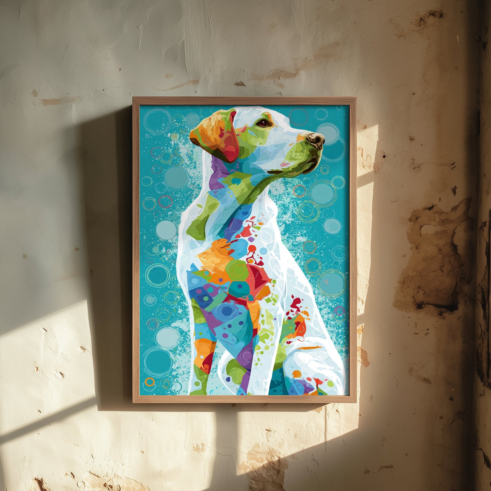 Golden Labrador Art Print - Colourful Dog Poster - Vibrant Mosaic Illustration - Dog Lover Wall Art 1/3