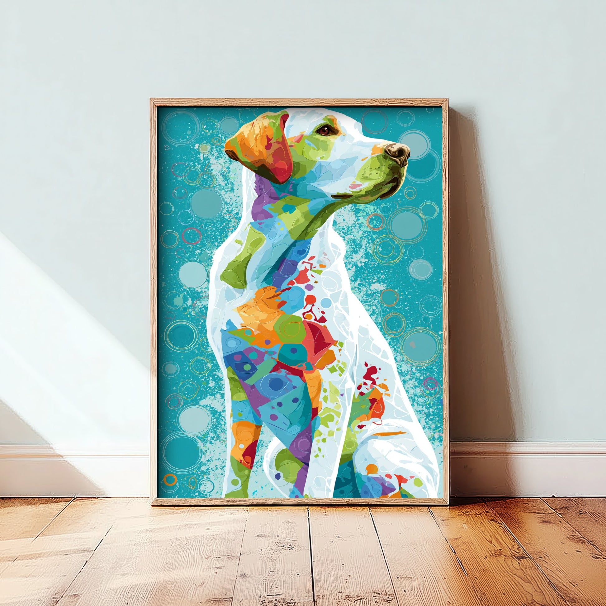 Golden Labrador Art Print - Colourful Dog Poster - Vibrant Mosaic Illustration - Dog Lover Wall Art 1/3