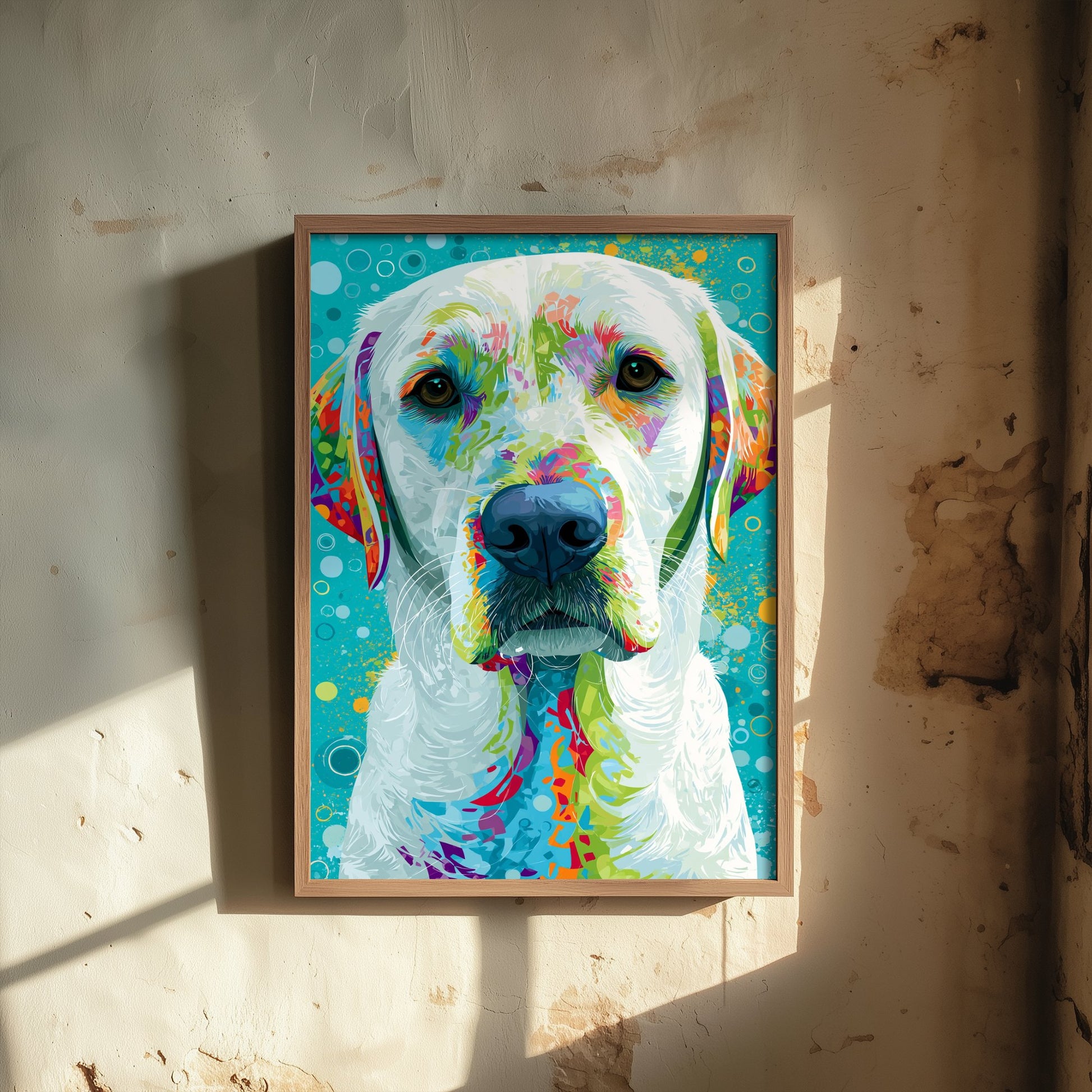 Golden Labrador Art Print - Colourful Dog Portrait Poster - Vibrant Mosaic Illustration - Pet Wall Art 2/3