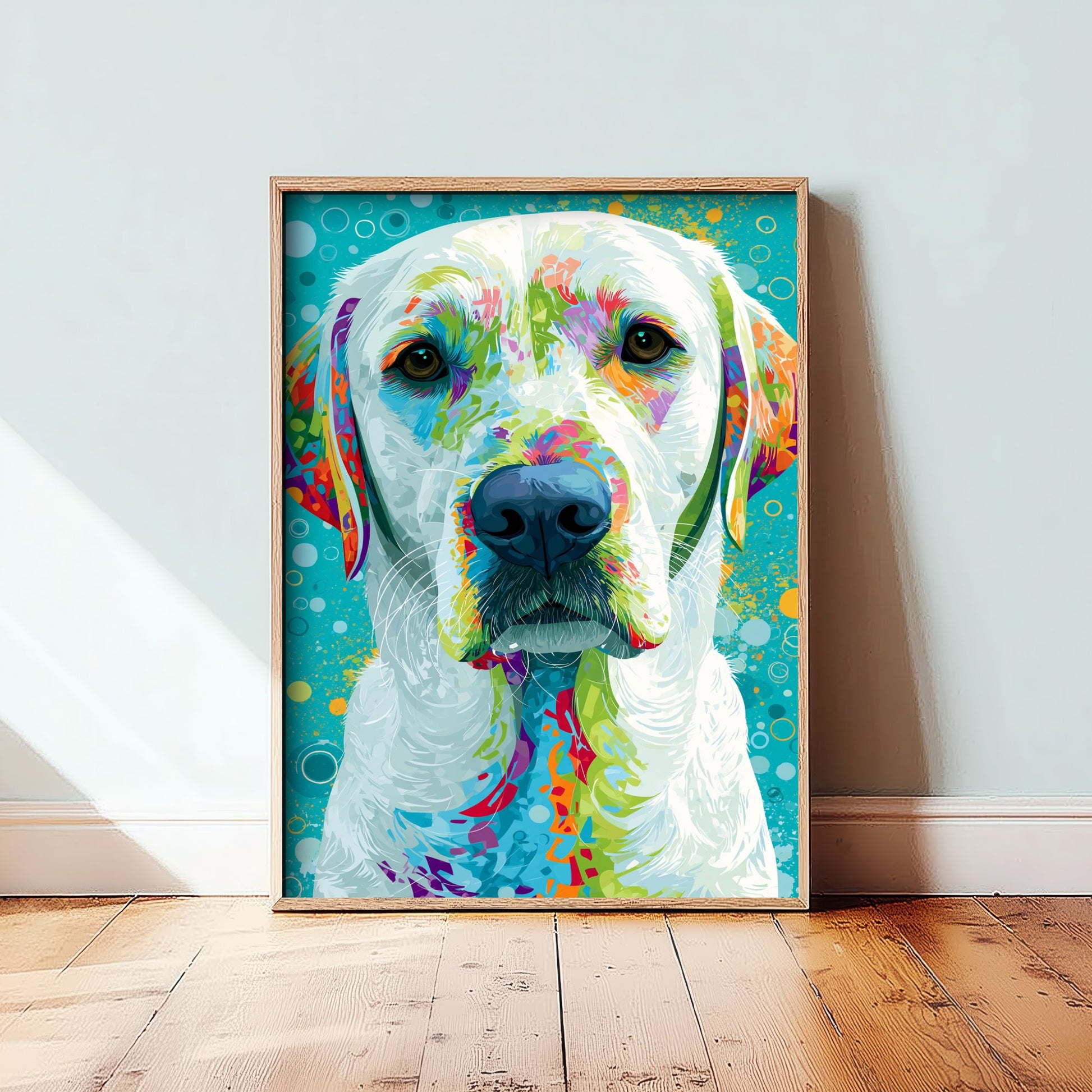 Golden Labrador Art Print - Colourful Dog Portrait Poster - Vibrant Mosaic Illustration - Pet Wall Art 2/3