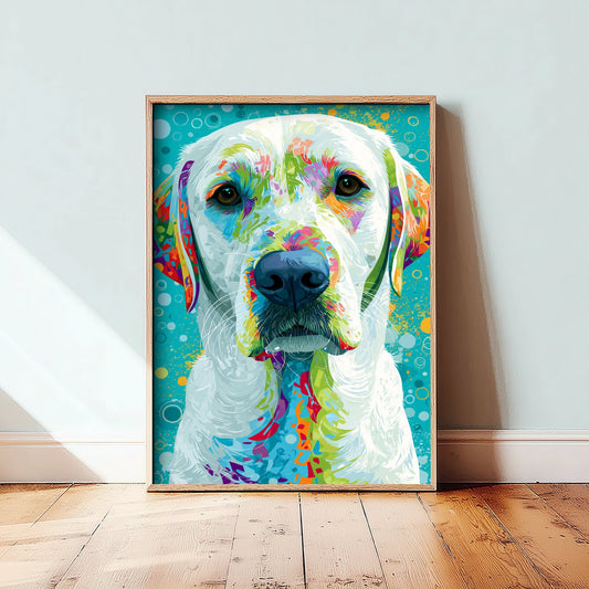 Golden Labrador Art Print - Colourful Dog Portrait Poster - Vibrant Mosaic Illustration - Pet Wall Art 2/3