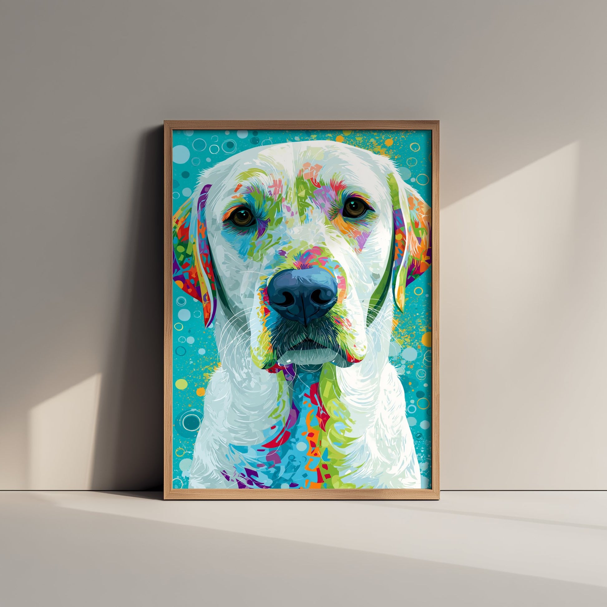 Golden Labrador Art Print - Colourful Dog Portrait Poster - Vibrant Mosaic Illustration - Pet Wall Art 2/3