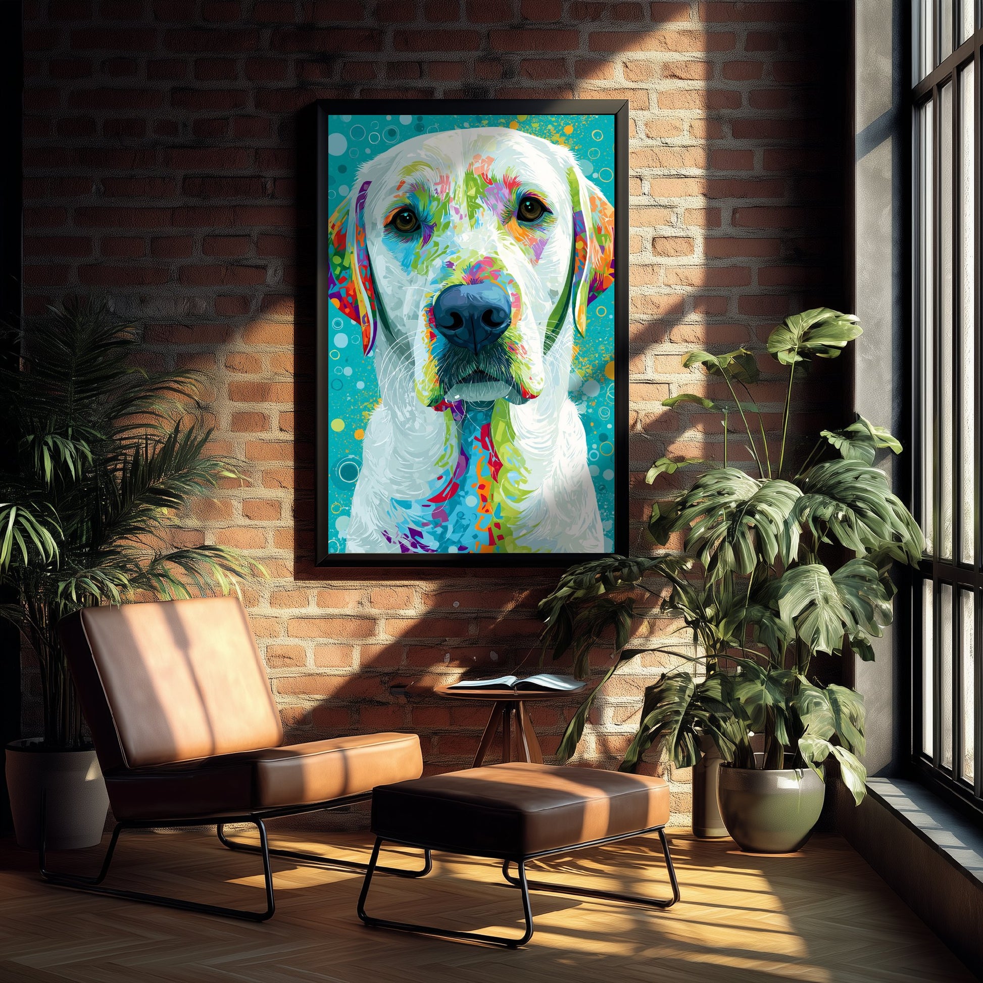 Golden Labrador Art Print - Colourful Dog Portrait Poster - Vibrant Mosaic Illustration - Pet Wall Art 2/3