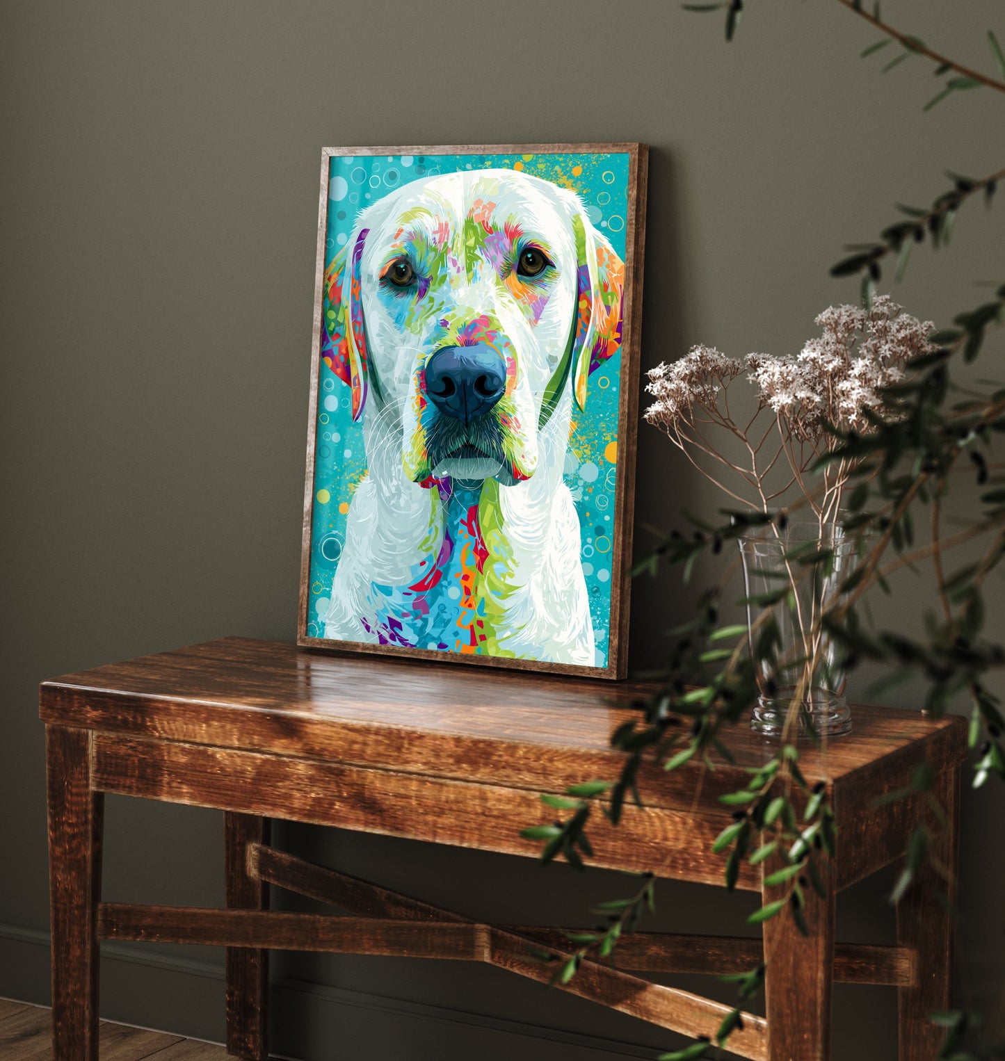 Golden Labrador Art Print - Colourful Dog Portrait Poster - Vibrant Mosaic Illustration - Pet Wall Art 2/3