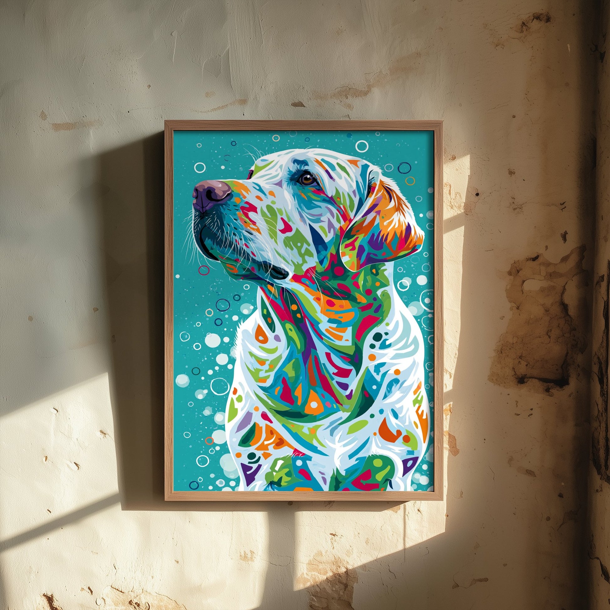 Golden Labrador Art Print - Colourful Lab Poster - Vibrant Mosaic Illustration - Pet Lover Wall Art 3/3
