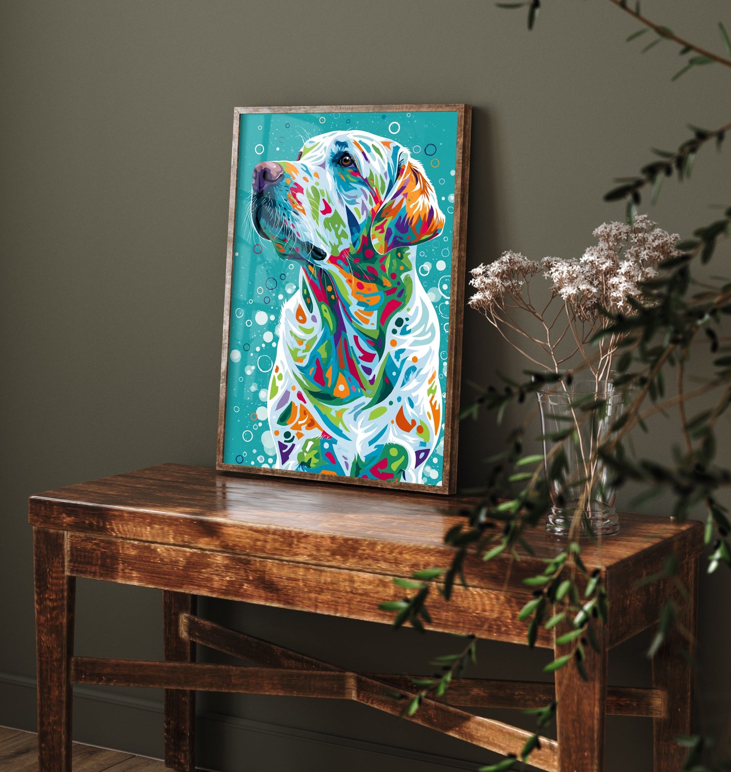 Golden Labrador Art Print - Colourful Lab Poster - Vibrant Mosaic Illustration - Pet Lover Wall Art 3/3