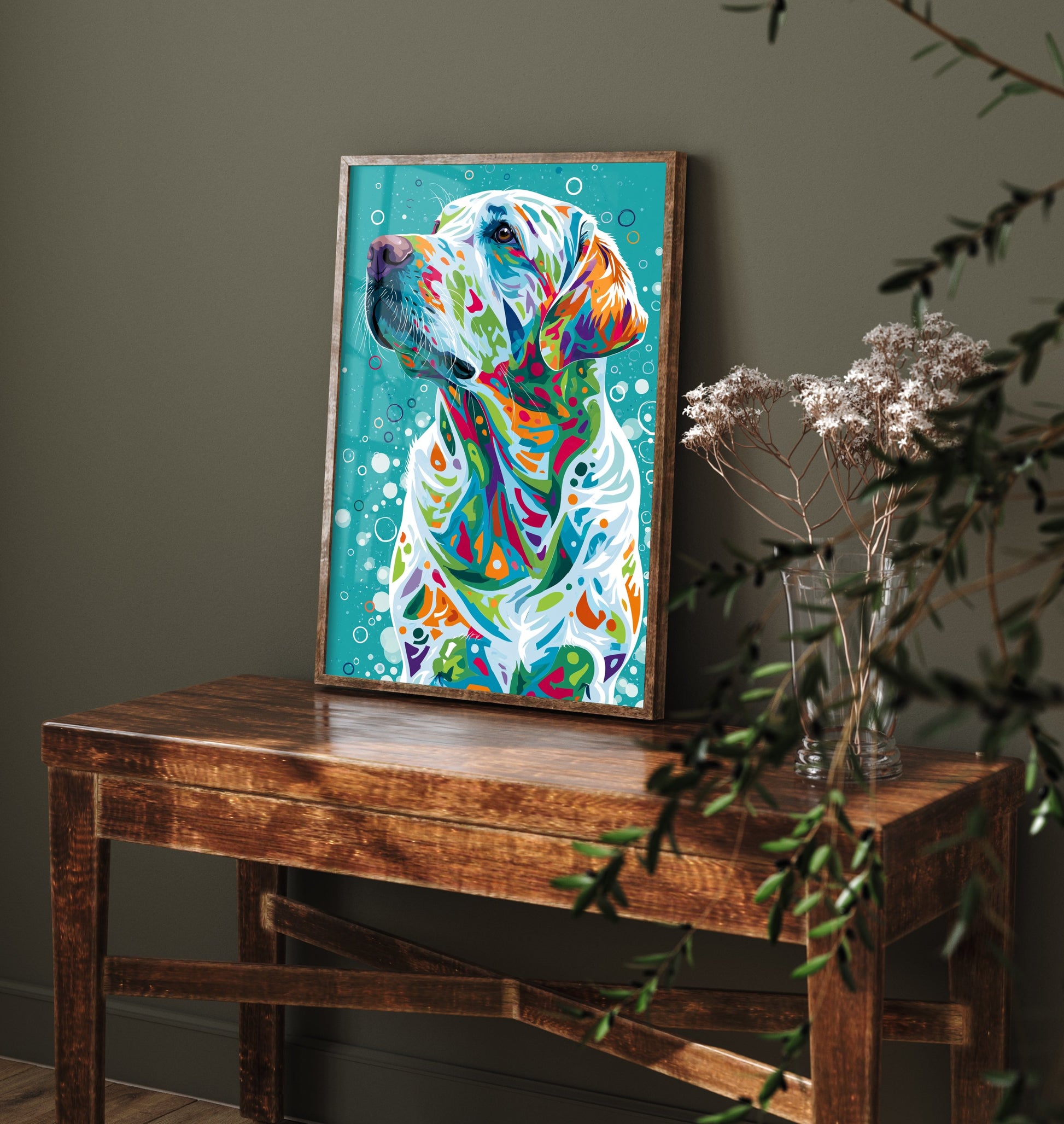 Golden Labrador Art Print - Colourful Lab Poster - Vibrant Mosaic Illustration - Pet Lover Wall Art 3/3