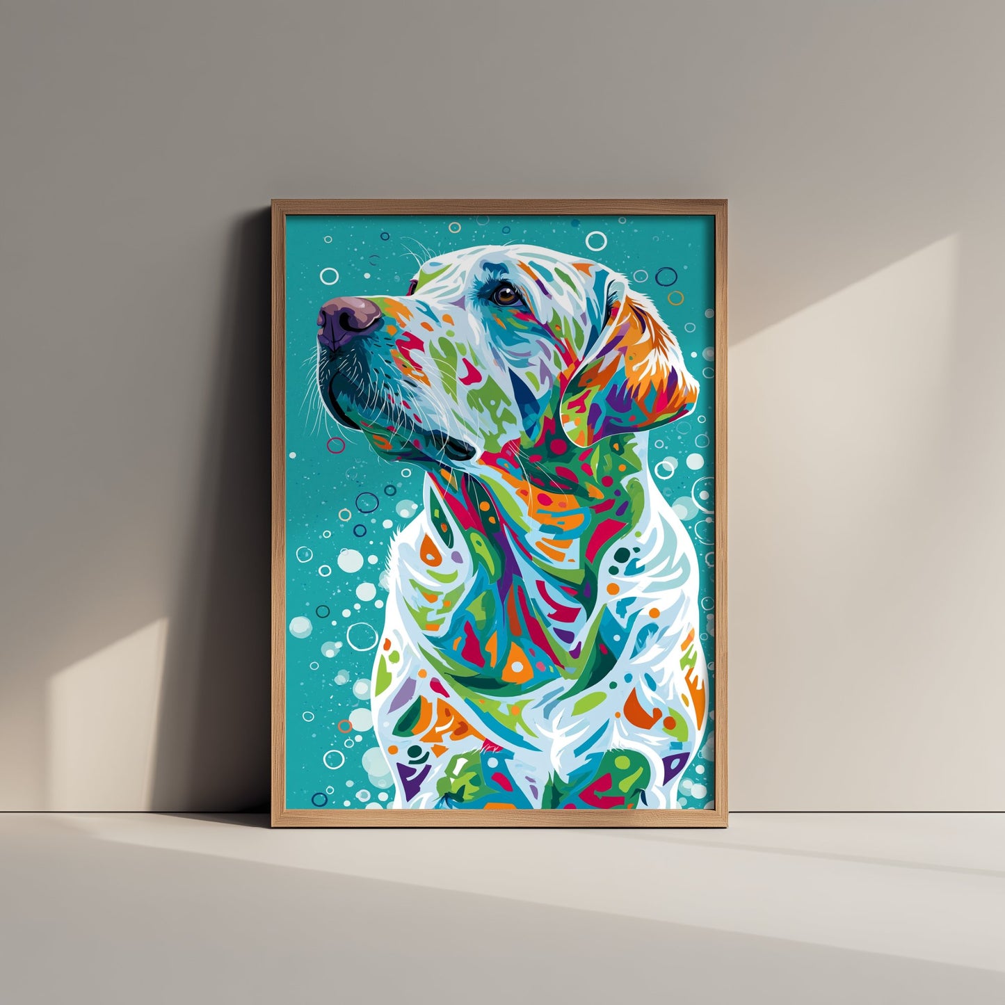 Golden Labrador Art Print - Colourful Lab Poster - Vibrant Mosaic Illustration - Pet Lover Wall Art 3/3