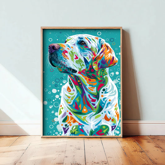 Golden Labrador Art Print - Colourful Lab Poster - Vibrant Mosaic Illustration - Pet Lover Wall Art 3/3