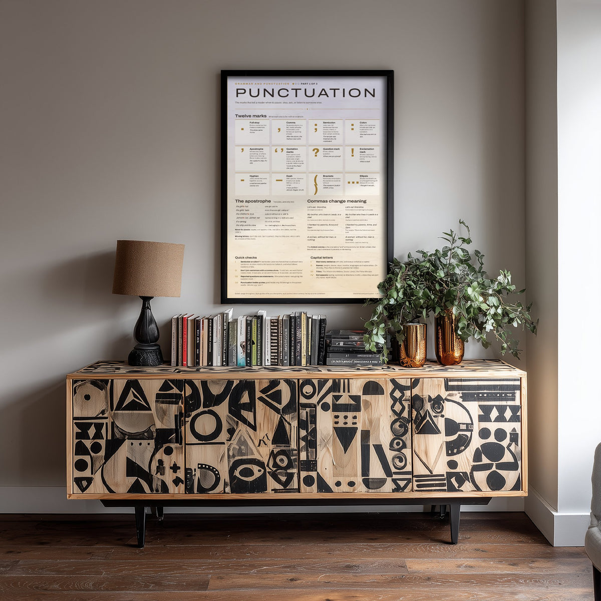 Punctuation Art Print - English Grammar Guide Poster - Educational Illustration - English Teacher Gift 1/3
