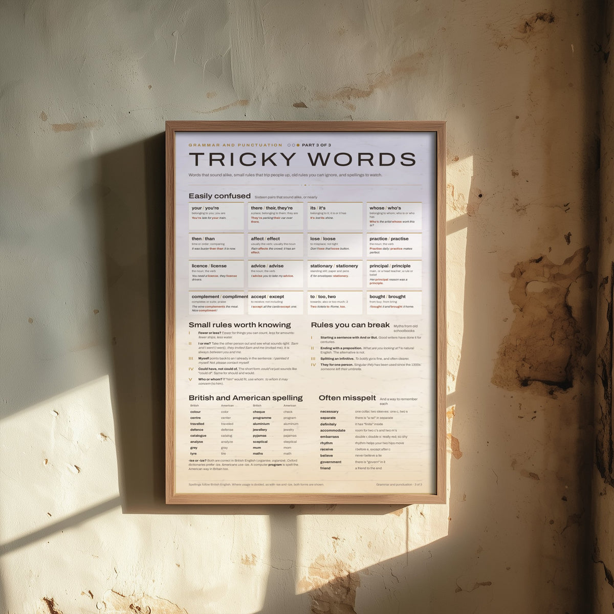Commonly Confused Words Art Print - Spelling and Grammar Guide Poster - Educational Illustration - Writer Gift 3/3