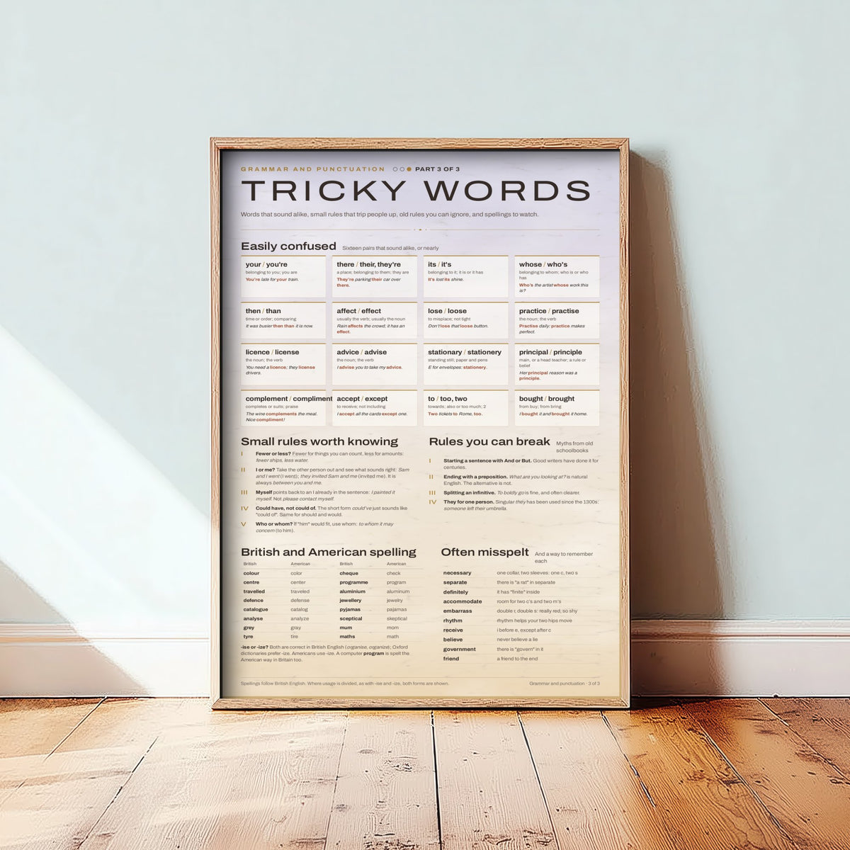 Commonly Confused Words Art Print - Spelling and Grammar Guide Poster - Educational Illustration - Writer Gift 3/3