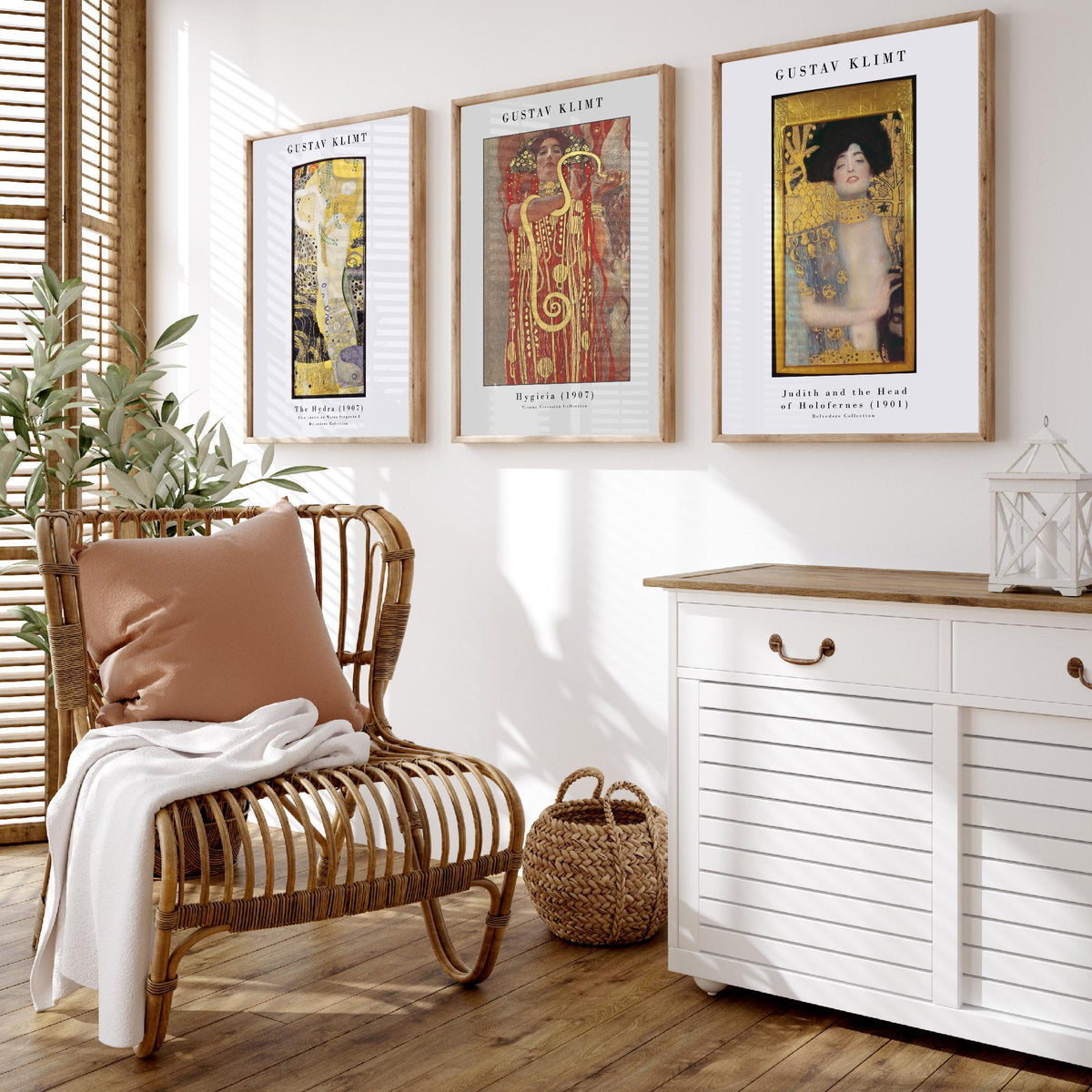 Gustav Klimt Set of Three Art Prints - Hydra Hygieia Judith - 3 Gold Painting Posters - Art Nouveau Wall Art Gift Giclee Museum