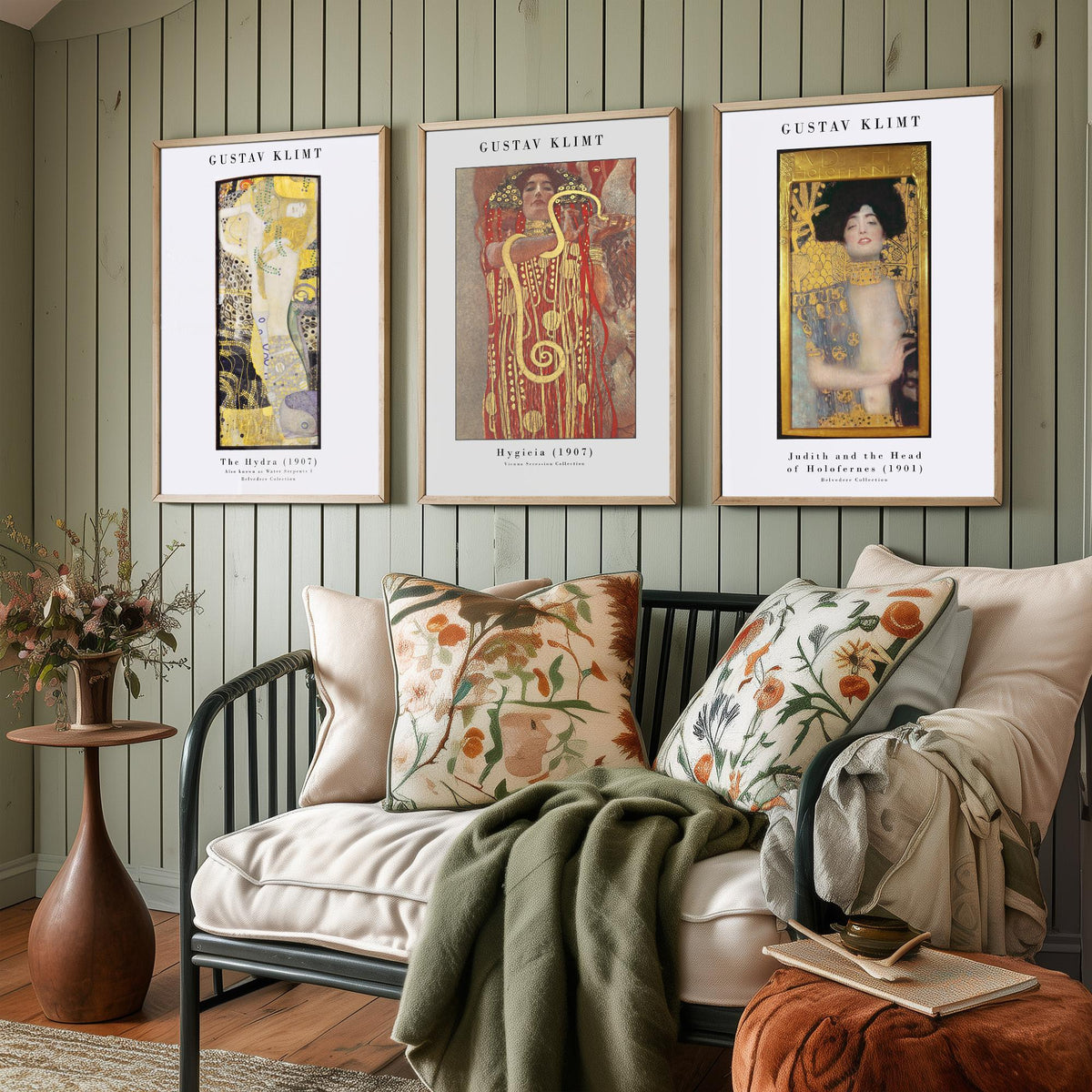 Gustav Klimt Set of Three Art Prints - Hydra Hygieia Judith - 3 Gold Painting Posters - Art Nouveau Wall Art Gift Giclee Museum
