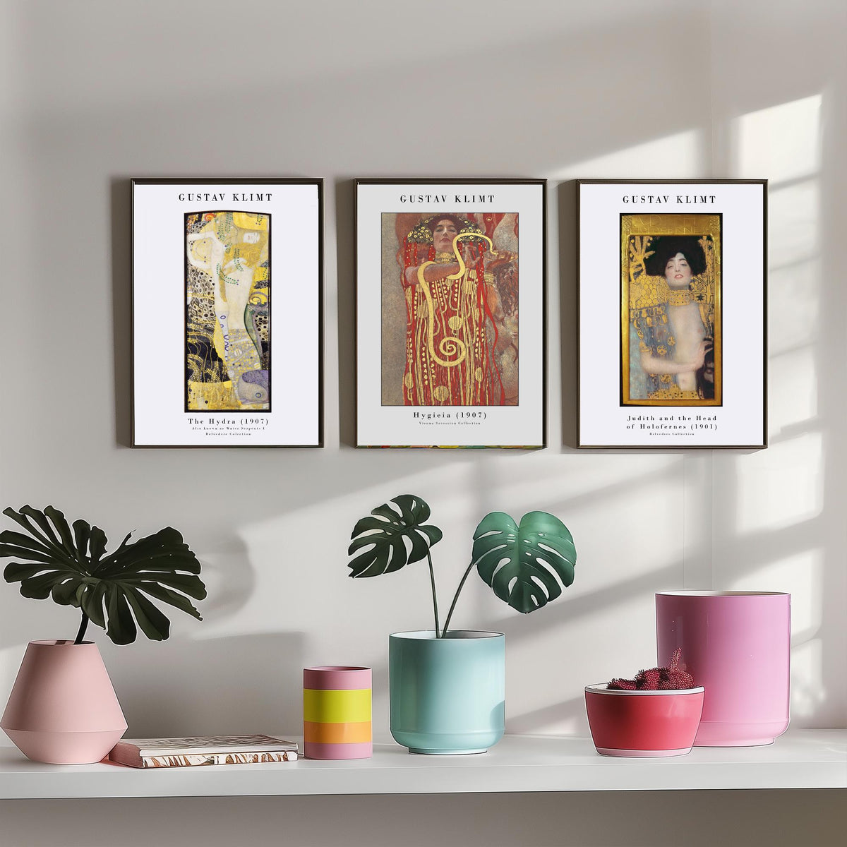 Gustav Klimt Set of Three Art Prints - Hydra Hygieia Judith - 3 Gold Painting Posters - Art Nouveau Wall Art Gift Giclee Museum