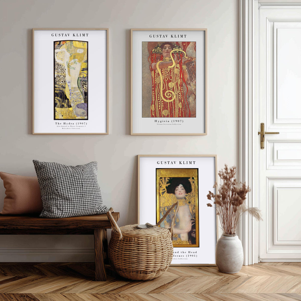 Gustav Klimt Set of Three Art Prints - Hydra Hygieia Judith - 3 Gold Painting Posters - Art Nouveau Wall Art Gift Giclee Museum