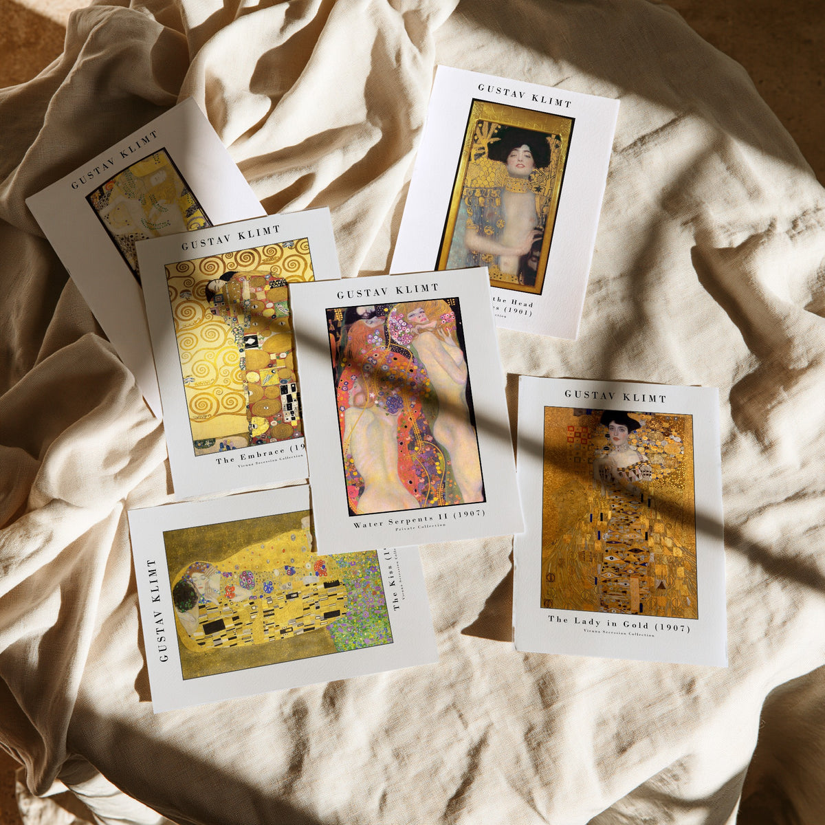 Set of Six Gustav Klimt Art Prints - 6 Golden Phase Posters - The Kiss, The Embrace, Lady in Gold, Judith, Water Serpents Painting