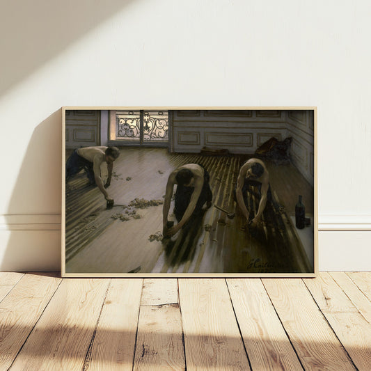 Gustave Caillebotte - The Floor Scrapers (1875) - Classic Painting Art Print - Paris Workers Parquet Wine Bottle Impressionist Poster