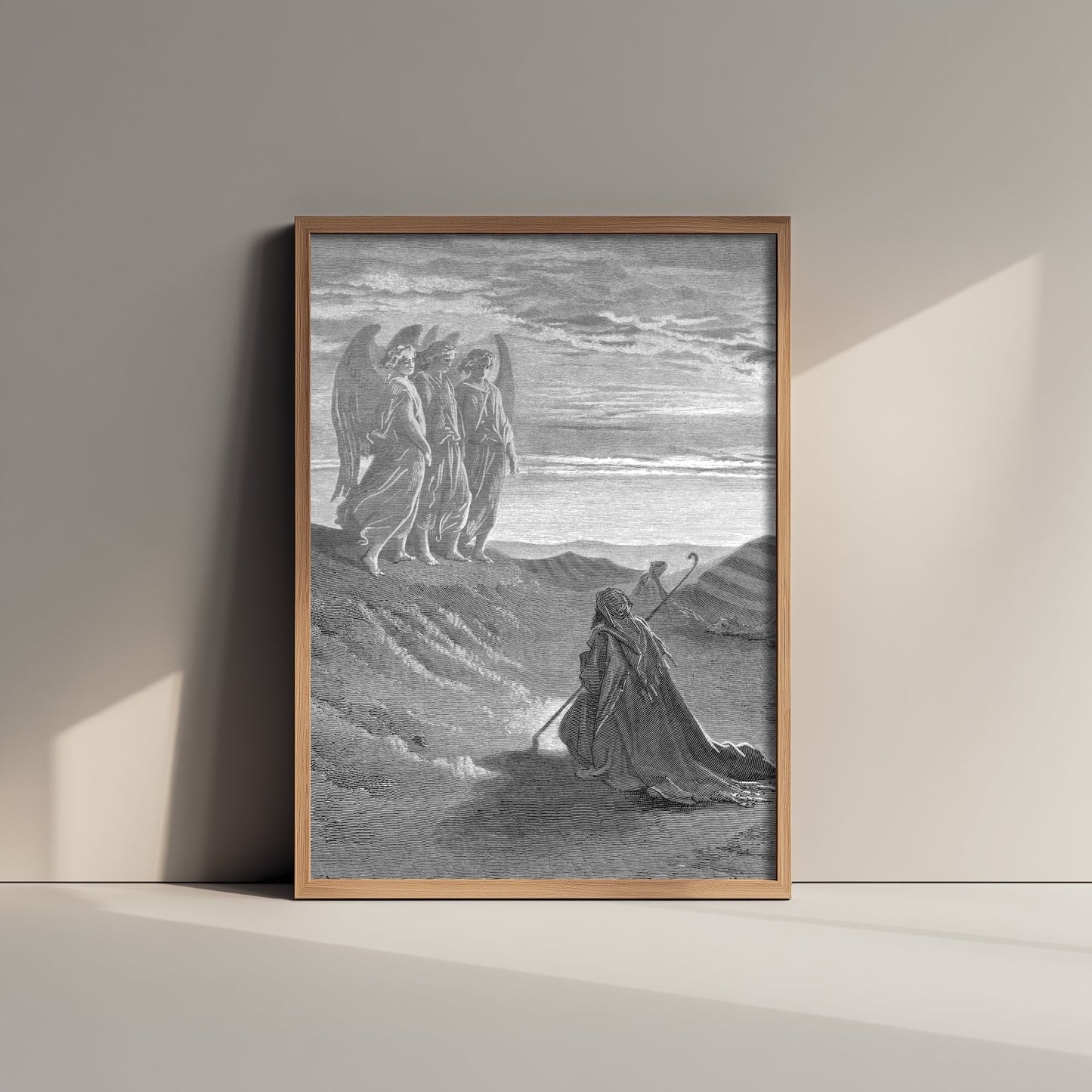 Gustave Dore - Abraham and the Three Angels (1866) - Bible Engraving Art Print Poster - Religious Drawing 1/3