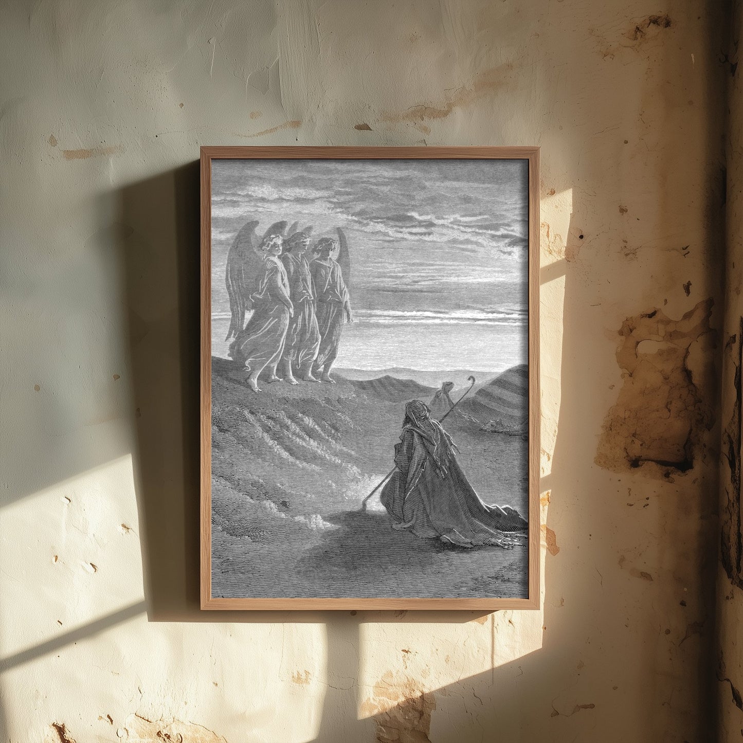 Gustave Dore - Abraham and the Three Angels (1866) - Bible Engraving Art Print Poster - Religious Drawing 1/3