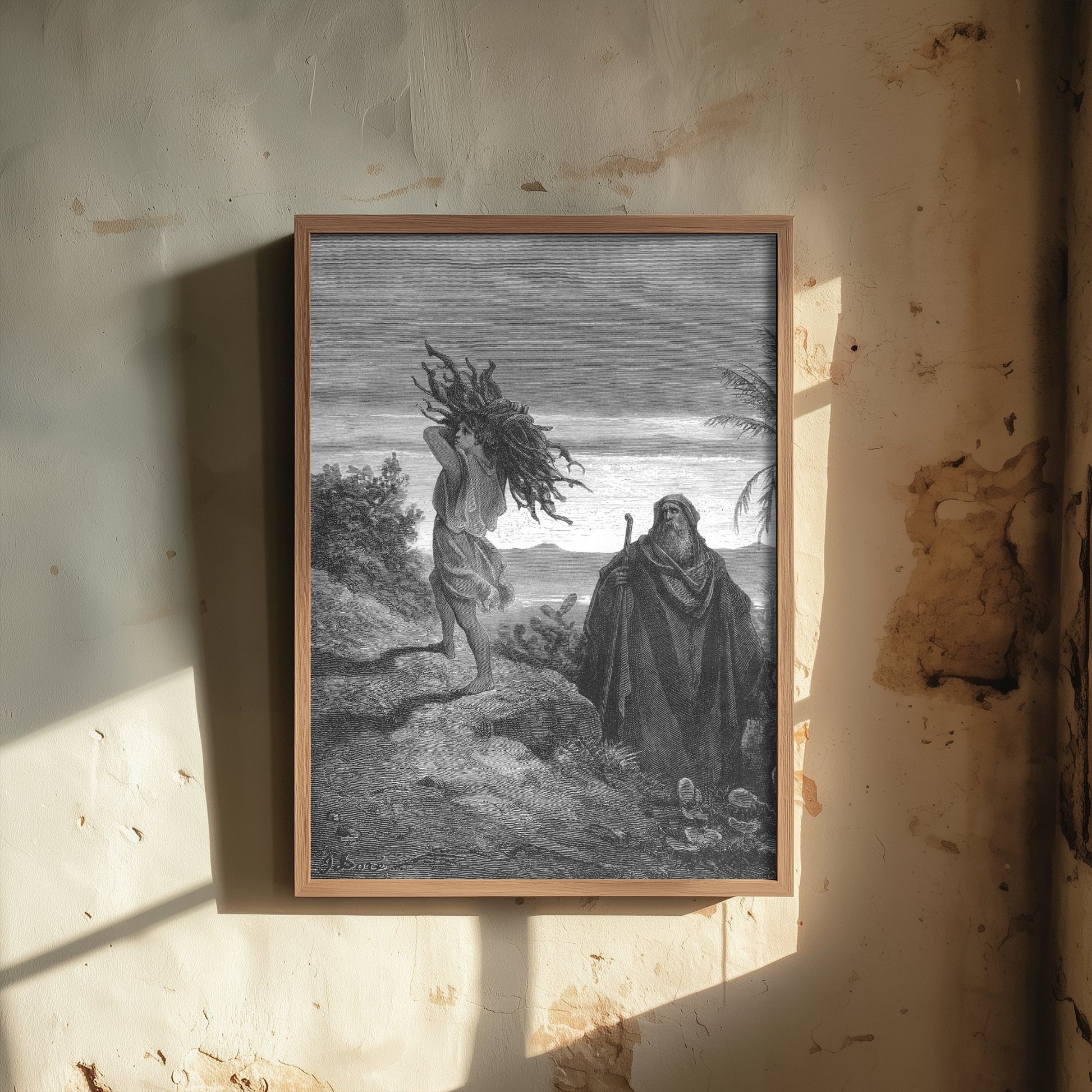 Gustave Dore - Abraham and Isaac, The Testing of Faith (1866) - Bible Engraving Art Print Poster - Drawing 2/3