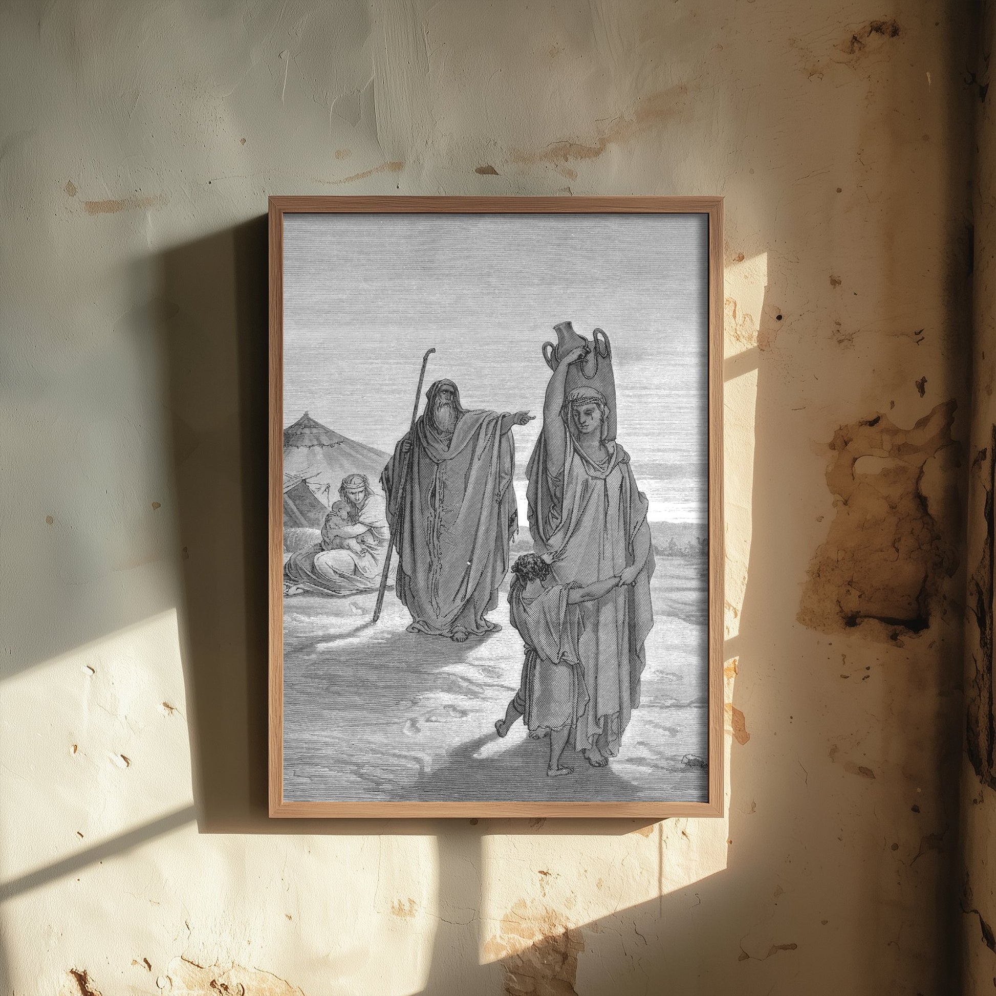 Gustave Dore - The Expulsion of Hagar and Ishmael (1866) - Bible Engraving Art Print Poster - Drawing 3/3