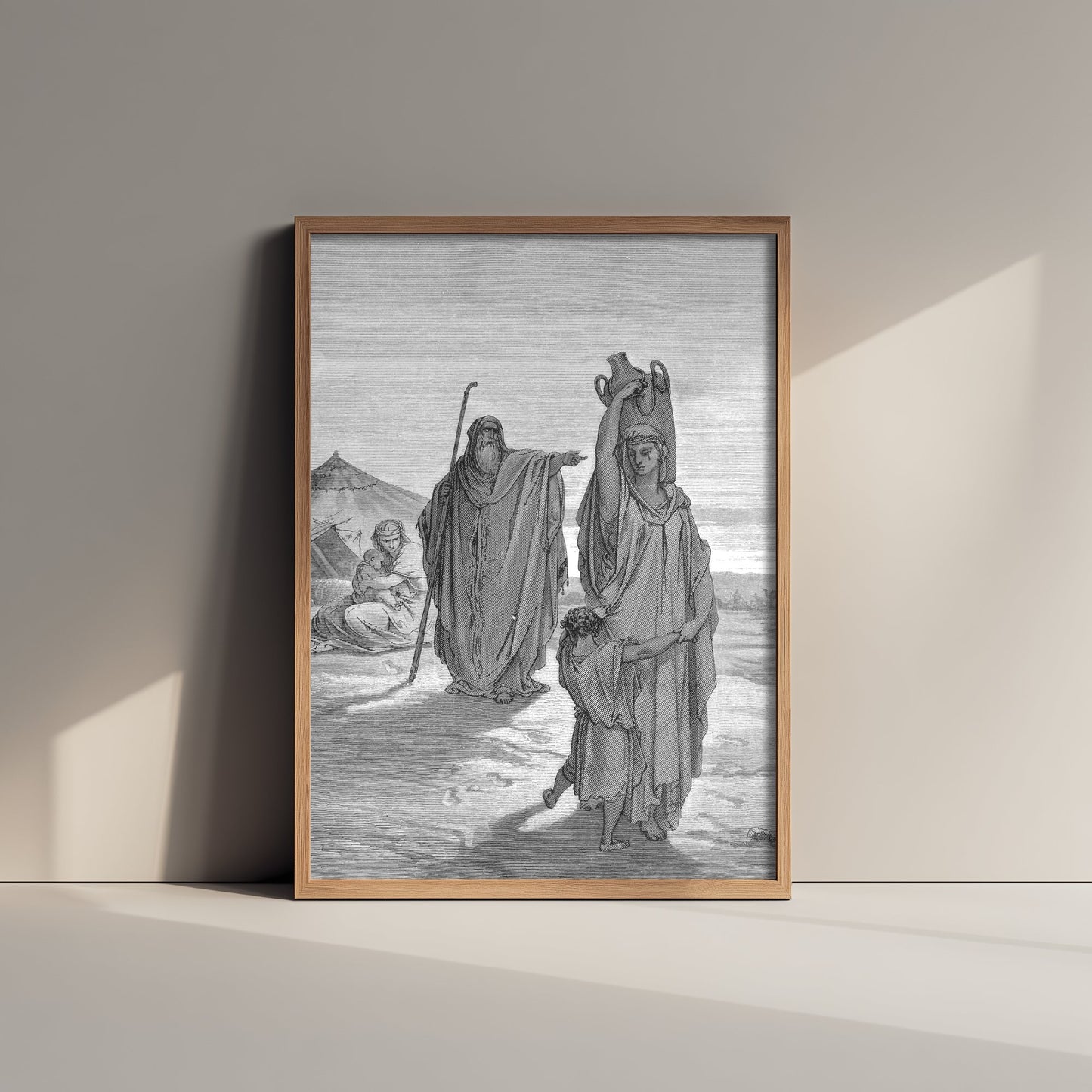 Gustave Dore - The Expulsion of Hagar and Ishmael (1866) - Bible Engraving Art Print Poster - Drawing 3/3